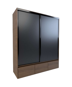 PLACARD 6086 PUERTAS CORREDIZAS 1.80MT NOGAL COMBINADO CON NEGRO TABLES