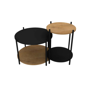 MESA LIVING REDONDA X2 372100 ROBLE MIEL COMBINADO CON NEGRO GACELA