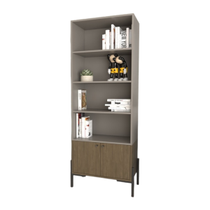 ESTANTERIA 4256 GRIS CUBANITA COMBINADO CON NOGAL TABLES