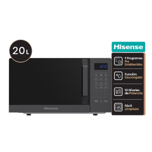 MICROONDAS DIGITAL H20MO45BKHB07 20 LITROS BLACK HISENSE