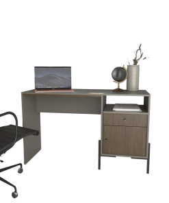 ESCRITORIO 4255 GRIS CUBANITA COMBINADO CON NOGAL TABLES
