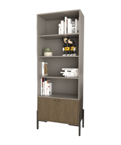 ESTANTERIA 4256 GRIS CUBANITA COMBINADO CON NOGAL TABLES