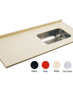 MESADA 1.40X0.60 GRIS OSCURO BACHA ACERO DERECHA DURAFORT