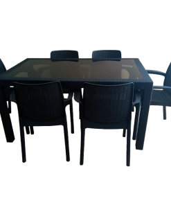 JUEGO JARDIN ESTILO RATTAN GRAFITO VOSS