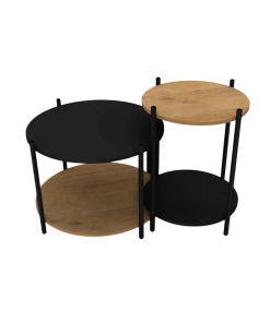 MESA LIVING REDONDA X2 372100 ROBLE MIEL COMBINADO CON NEGRO GACELA