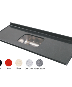 MESADA 1.60X0.60 GRIS OSCURO BACHA ACERO CENTRAL DURAFORT